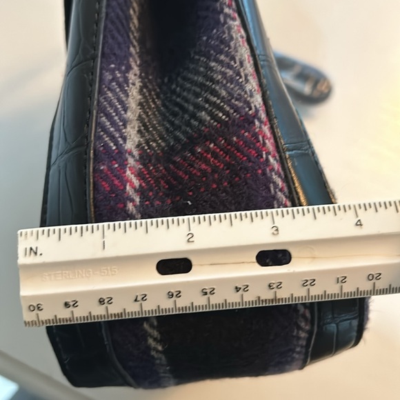 Relic purple multi plaid fabric/faux leather satchel/shoulder bag, silver accent - Picture 8 of 9